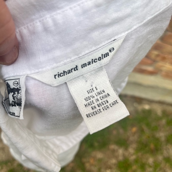 RICHARD MALCOLM IRISH LINEN SMALL WHITE SLEEVELESS BUTTON DOWN SUMMER SPRING TOP - Picture 10 of 13